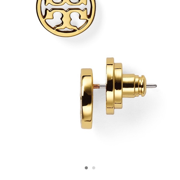 **SOLD** Tory Burch Logo Circle Stud Earrings - Picture 3 of 4